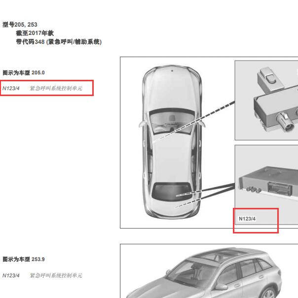2016年奔驰GLC200 SOS模块位置.