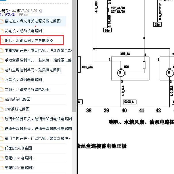 2015-2018年中华V3 1.5T发动机风扇电路图