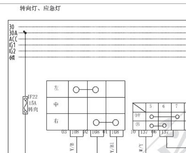 2015年北汽幻速S2转向灯电路图