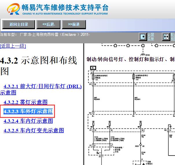 2011年别克昂科雷转向灯电路图