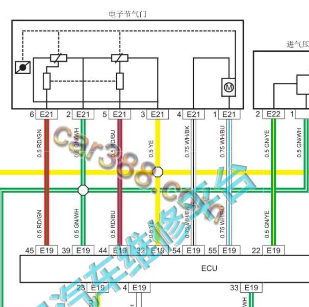 2021-2022年神骐F30 DAM15KL发动机节气门电路图