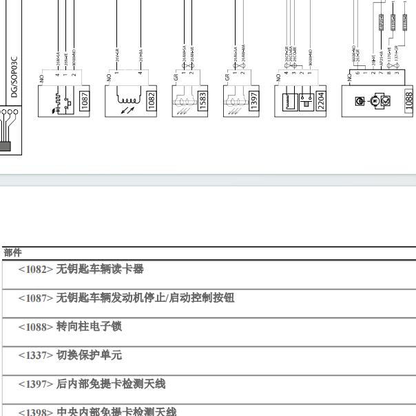 2016年雷诺科雷傲防盗和转向柱锁电路图