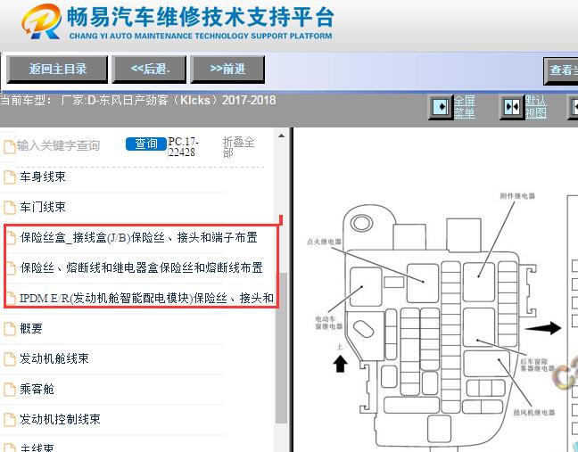 2017-2018年日产劲客保险丝继电器资料