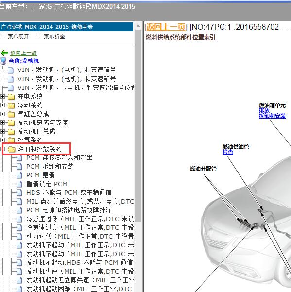 2014-2015年广汽讴歌-讴歌MDX 燃油和排放系统维修手册
