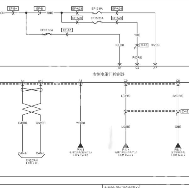 2022年红旗HQ9右电动门电路图