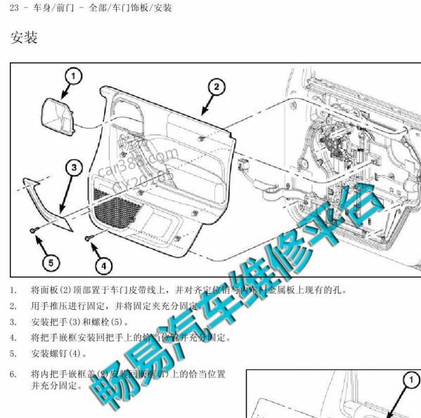 2015年吉普牧马人右前门板和右前门锁维修手册