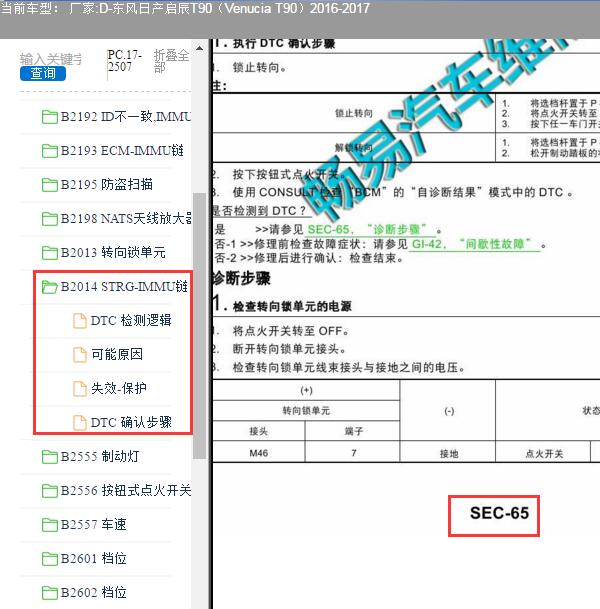 2016年日产启辰T90 SEC-65页维修资料