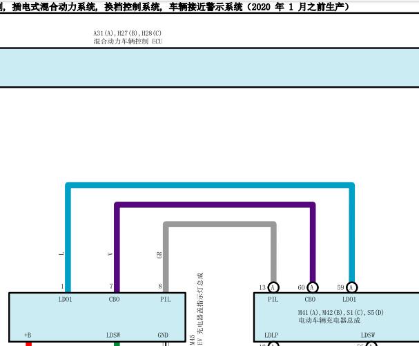 2019年丰田卡罗拉插电式混动充电口电路图