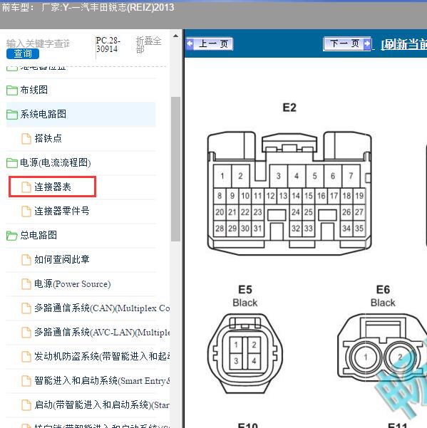 2013年一汽丰田-锐志 发动机针脚图