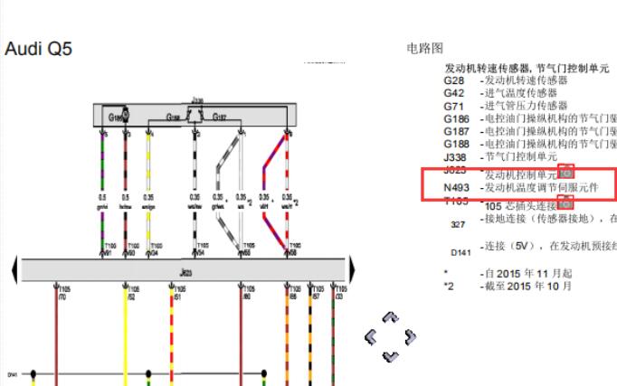 16年奥迪Q5电子节温器电路图