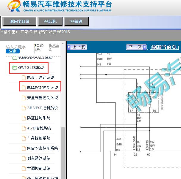 2016年哈弗H6 GW4G15B发动机电路图
