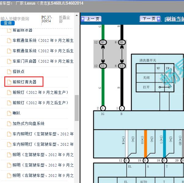 2014年Lexus（凌志-雷克萨斯)-LS460L/LS460 前照灯清洗器电路图
