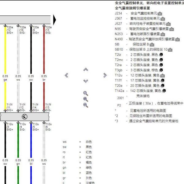 2022年奥迪A6L气囊电路图