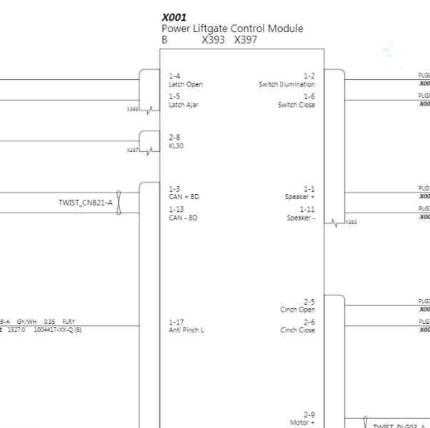 2016年特斯拉Model S电动尾门电路图