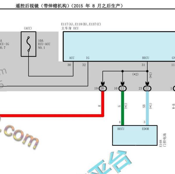 2019年丰田酷路泽后视镜和灯光电路图