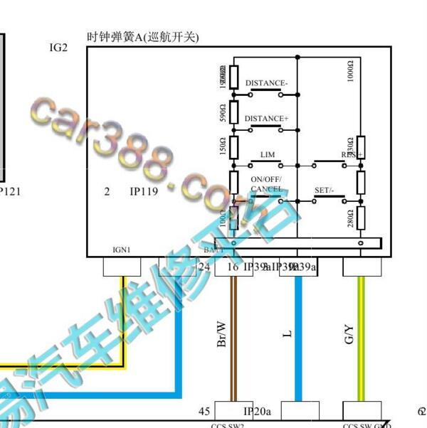 2020-2021年吉利博越PRO 方向盘按键电路图.