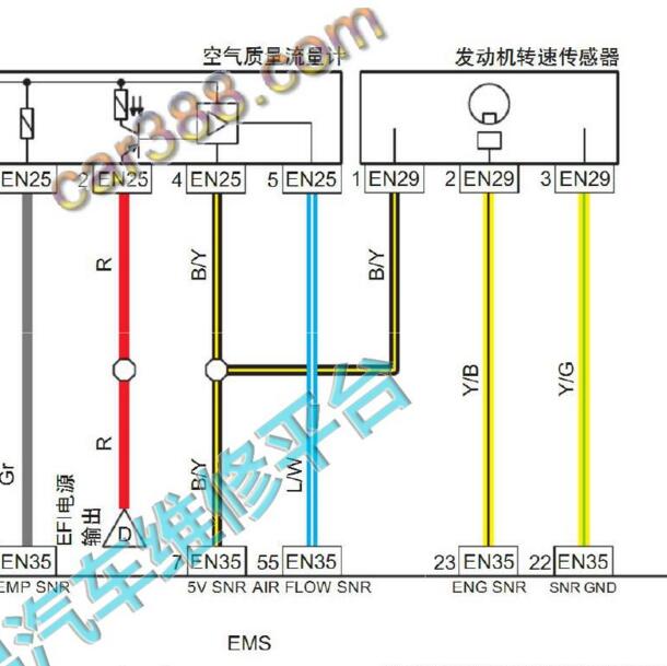2016年吉利博越 发动机空气质量流量计电路图