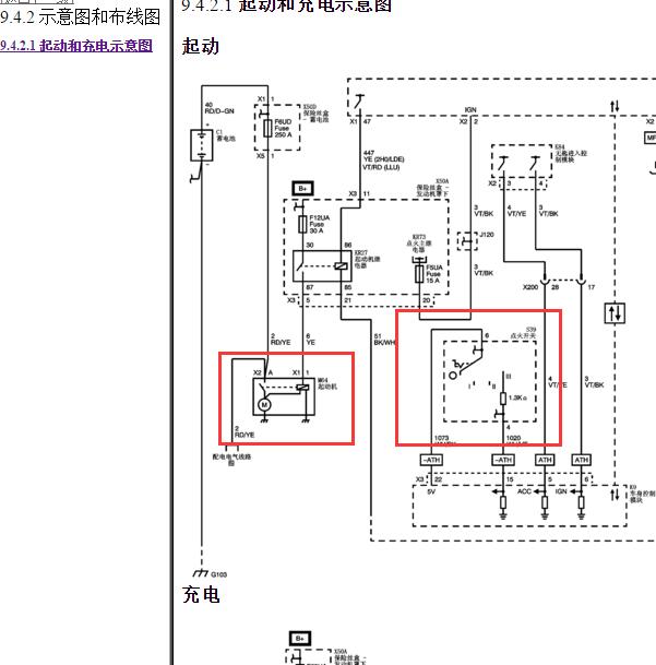 2011年雪佛兰科鲁兹 点火开关和起动机电路图