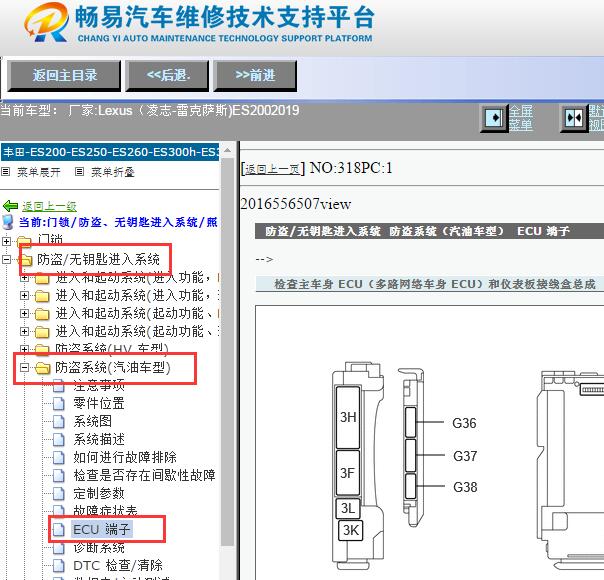 2019年雷克萨斯ES200防盗电脑针脚资料