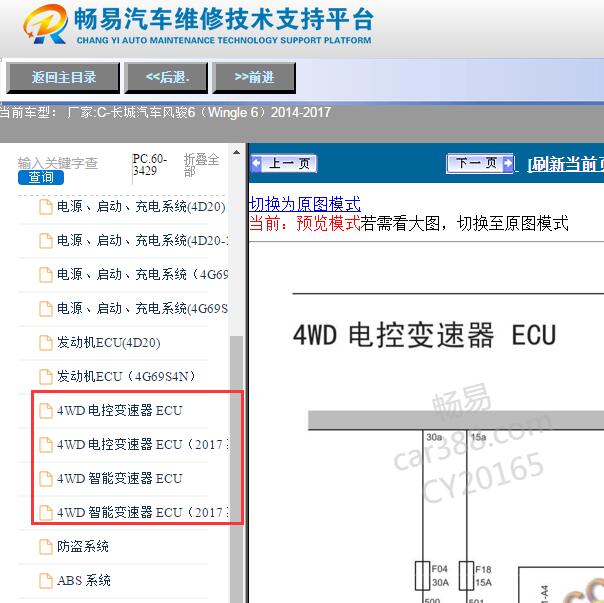 2014-2017年长城风骏6四驱电路图