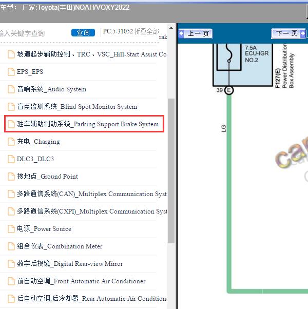 2022年Toyota(丰田)-NOAH/VOXY 驻车辅助制动系统电路图