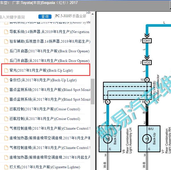 2017年Toyota(丰田)-Sequoia（红杉）背光电路图