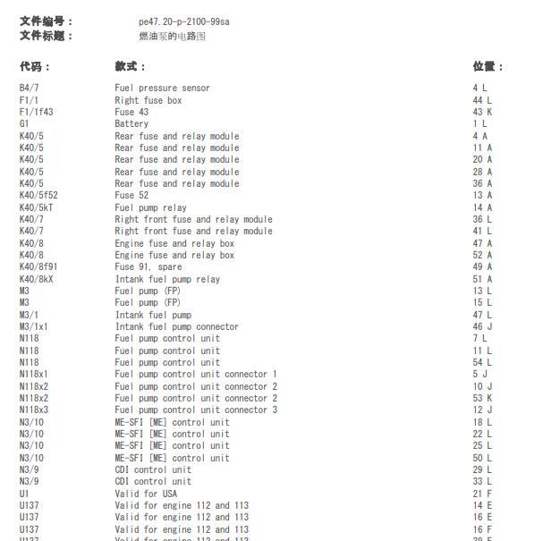 2004年奔驰S350 油泵控制电路图.