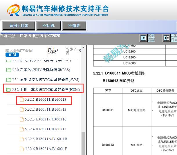 2020年北京汽车X7 B1606故障码诊断资料