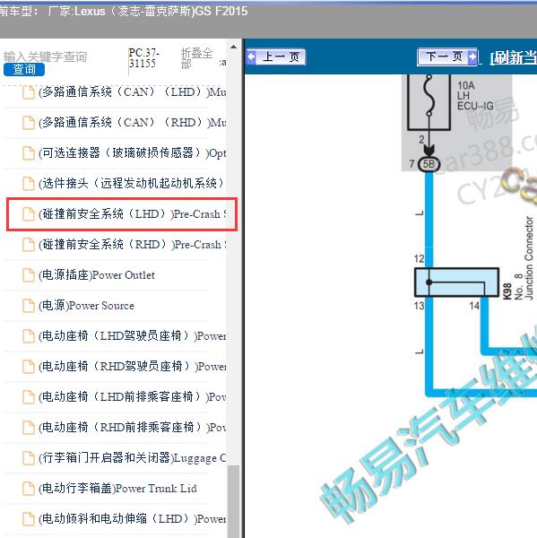 2015年Lexus（凌志-雷克萨斯)-GS F 碰撞前安全系统电路图