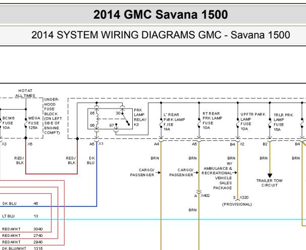 2014年GMC SAVANA（商务之星） 灯光电路图资料