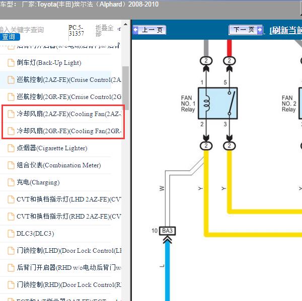 2008-2010年Toyota(丰田)-埃尔法（Alphard）冷却电路图