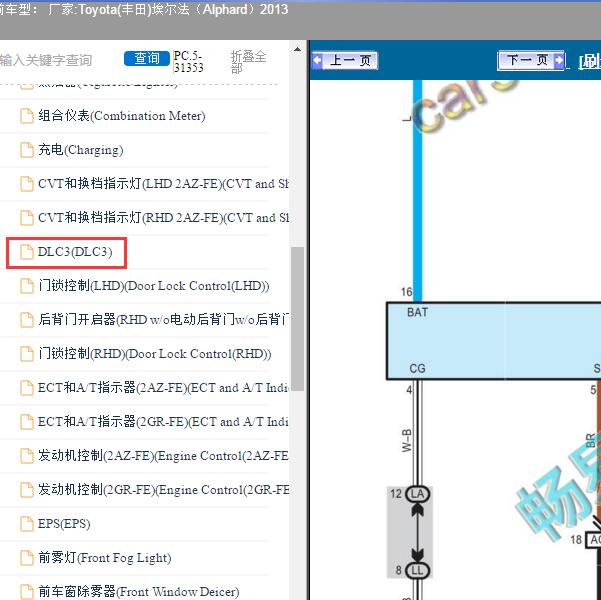 2013年Toyota(丰田)-埃尔法（Alphard）OBD电路图