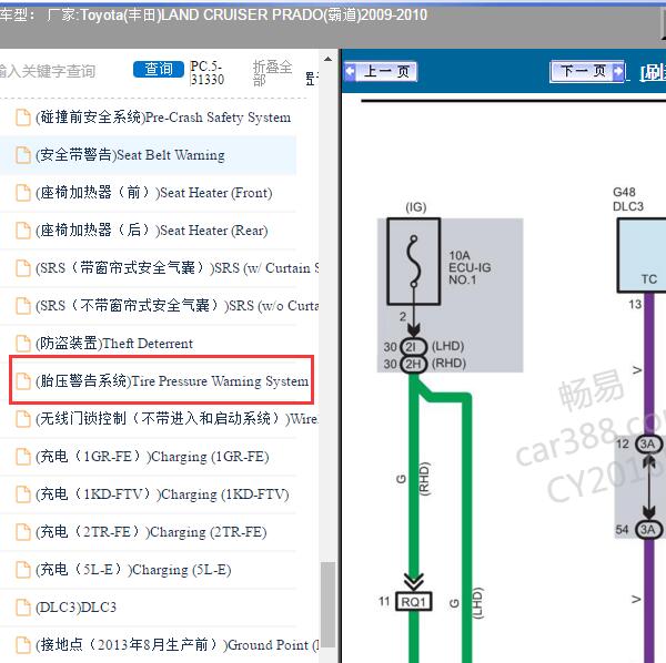 2009-2010年Toyota(丰田)-LAND CRUISER PRADO(霸道) 胎压线路图