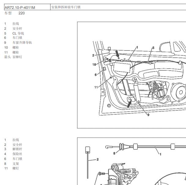 2003年奔驰S350 前门锁拆装资料