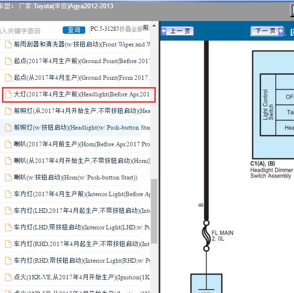2012-2013年Toyota(丰田)-Agya 大灯电路图