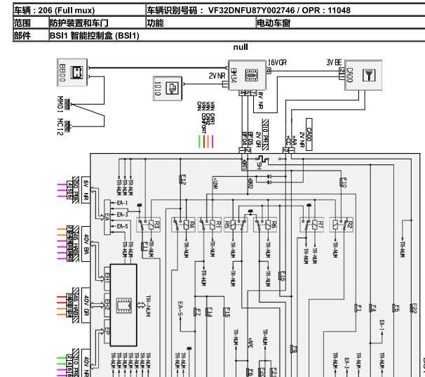 2007年标致206CC敞篷和车窗电路图