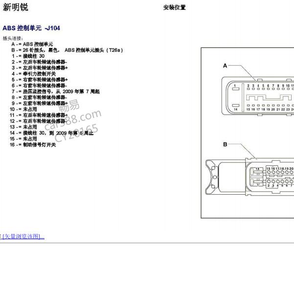 2009年斯柯达明锐ABS针脚资料