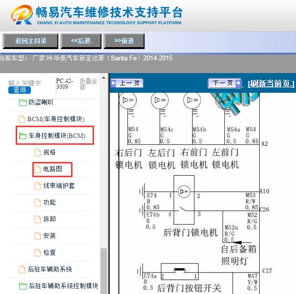 2015年华泰圣达菲尾门锁电路图