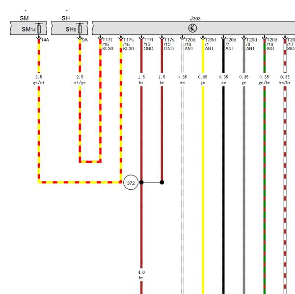 2021年奥迪A6L无钥匙进入系统电路图