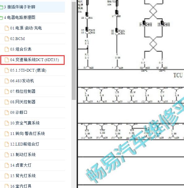 2017-2018年比亚迪宋MAX 6DCT变速箱电路图.