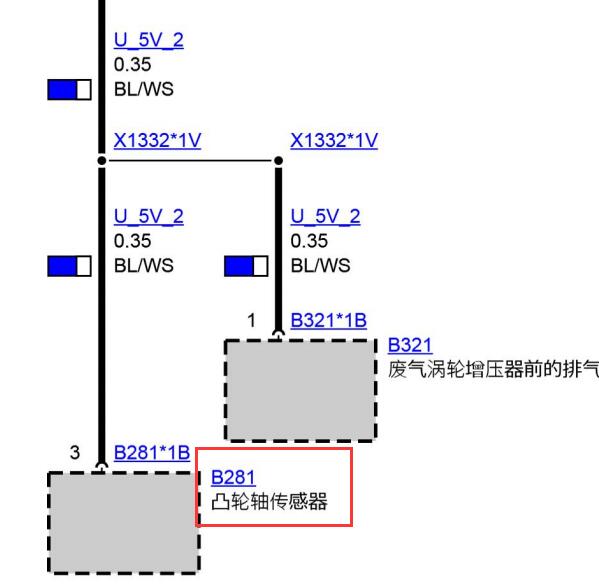 2014年宝马MINI发动机凸轮轴传感器电路图