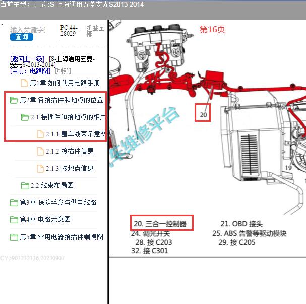 2014年五菱宏光S三合一控制器位置