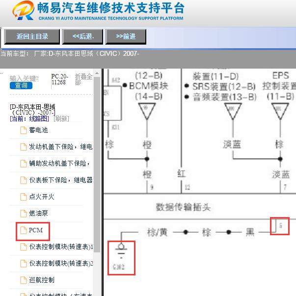 2007年本田思域OBD电路图