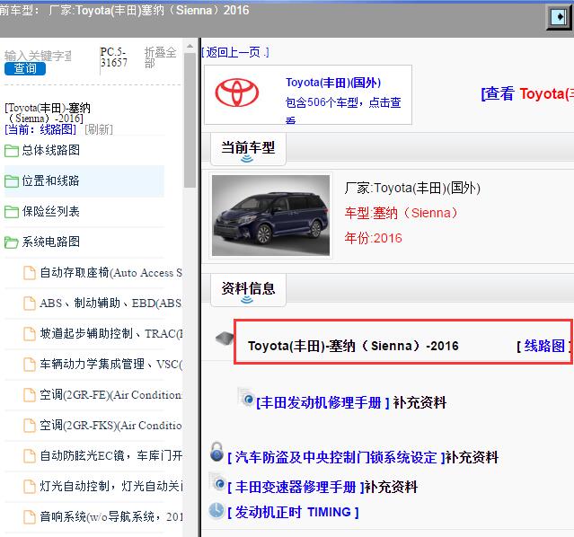 2016年Toyota(丰田)-塞纳（Sienna）电路图