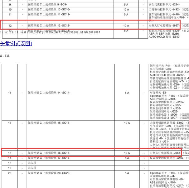 2013-2015年大众途观远光灯保险位置资料