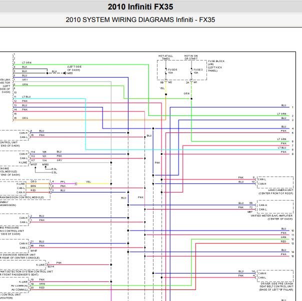 2010年英菲尼迪FX35 网络通讯电路图