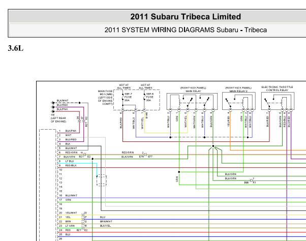 2011年斯巴鲁驰鹏发动机电路图