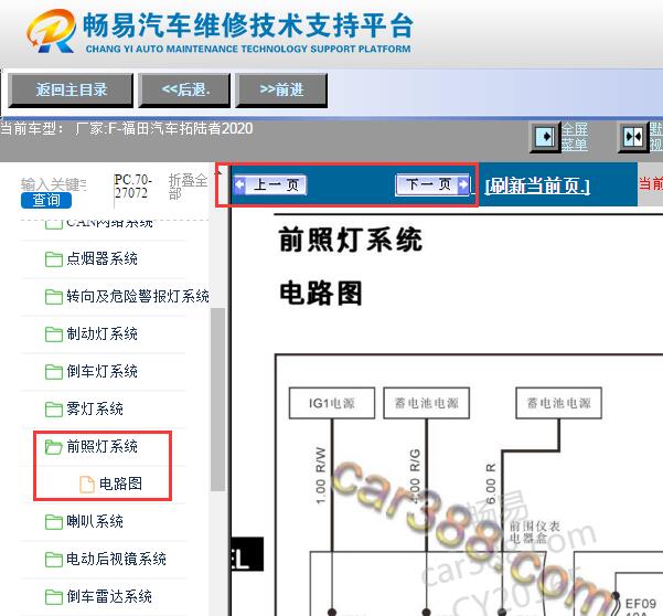 2020年福田拓陆者大灯电路图