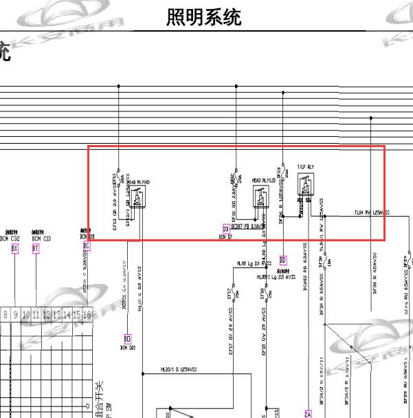 2017-2018年欧尚A800 倒车灯保险相关电路图