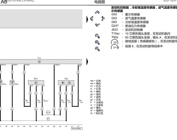 08年奥迪A6L水温感应塞电路图